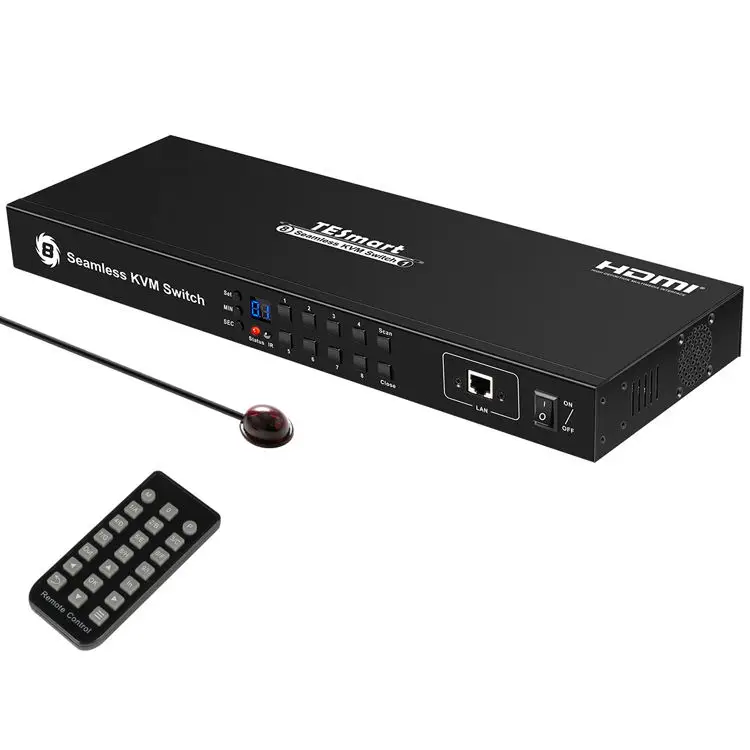 TESmart 8 In 1 Out KVM Switch Support 4K 30HZ PIP Mode Auto Switching  EDID Emulator Hot Plug RS232 8 Port Seamless KVM Switcher