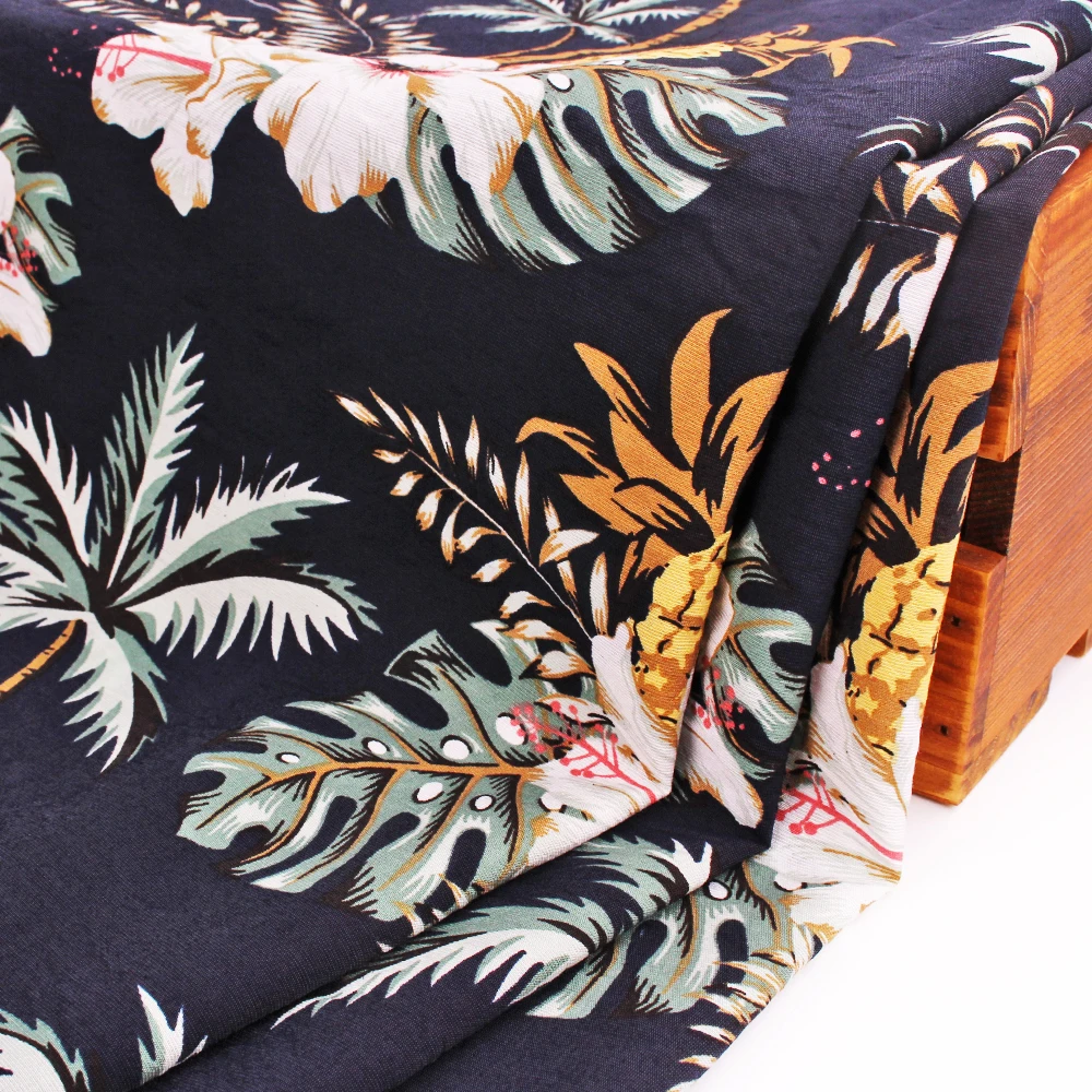 2021 New Design Nylon Cotton Blended Soft Silky Poplin Fabric  Palm Tree Printed Nylon Fabric For Kids Lady Dress Skirts