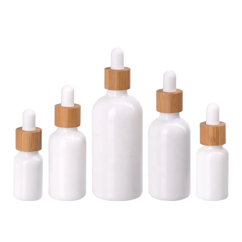 opal glass bottle 200 ml 100 ml essential oil bottle 50 ml 30 ml 15 ml 10 ml cosmetic bottle with bamboo dropper pipette