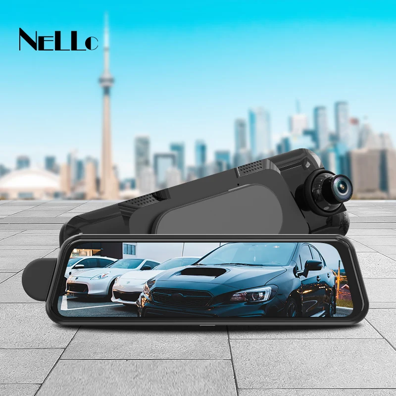 NELLO Patent No Bandage 4K Dash Cam Rearview Mirror 1080P Rear Camera Car Streaming Magnetic DVR
