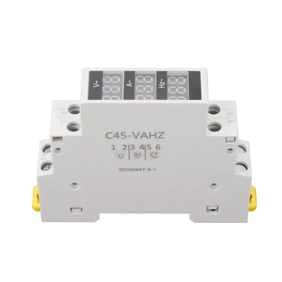 NIN Din Rail 3 in 1 AC 50-500V 0-100A 0-99HZ voltmeter Voltage Meters