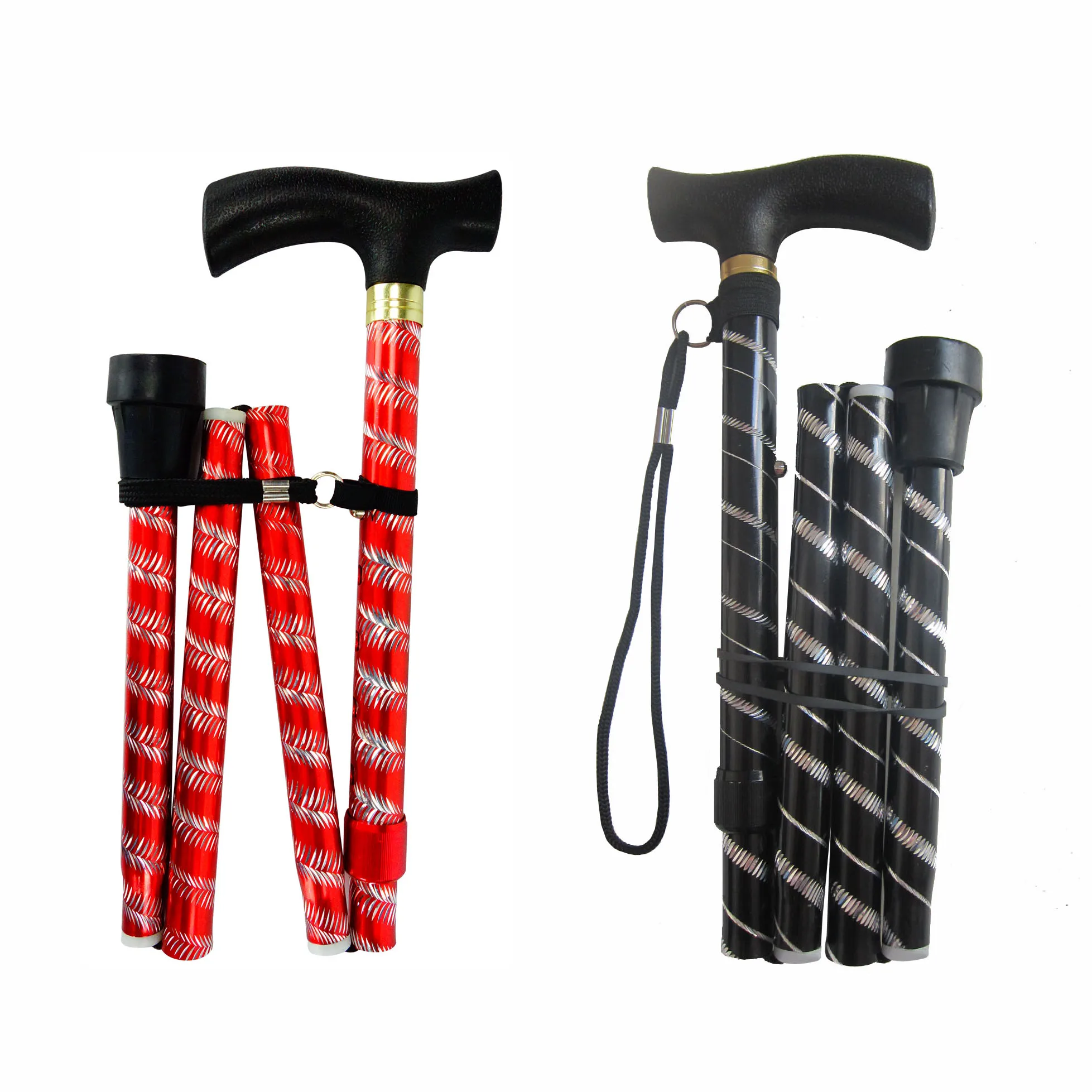 4 sections Aluminum alloy engraving foldable cane