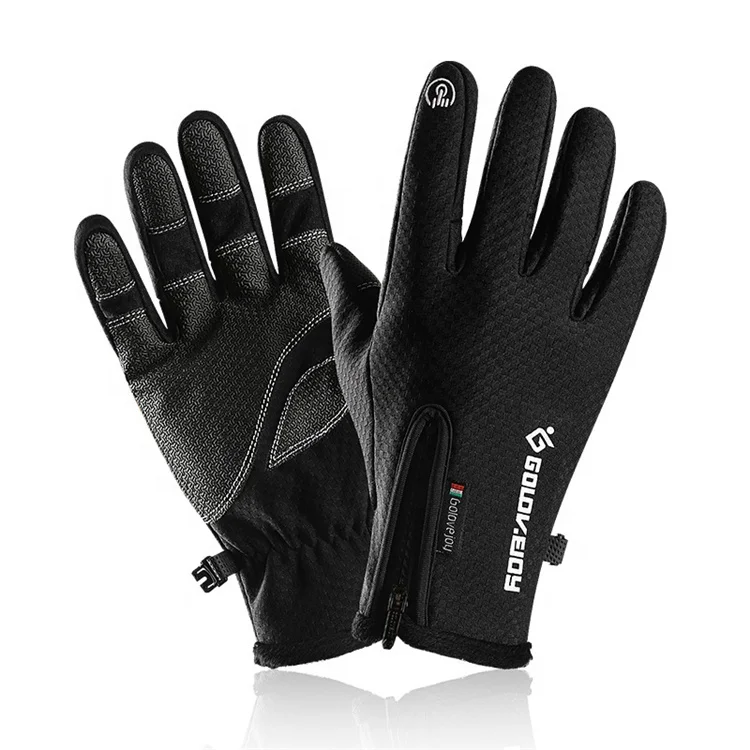 Wholesale prices Outdoor waterproof gloves winter touch screen unisex warmth riding zipper sports velvet mountaineering