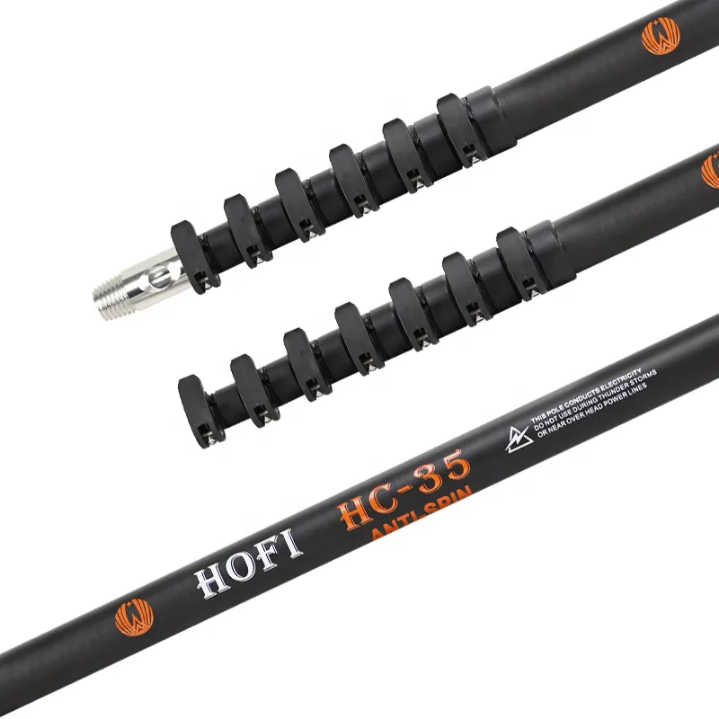 HOFI HC-35 high quality 35ft  carbon fiber stick telescopic poles for window gutter cleaning
