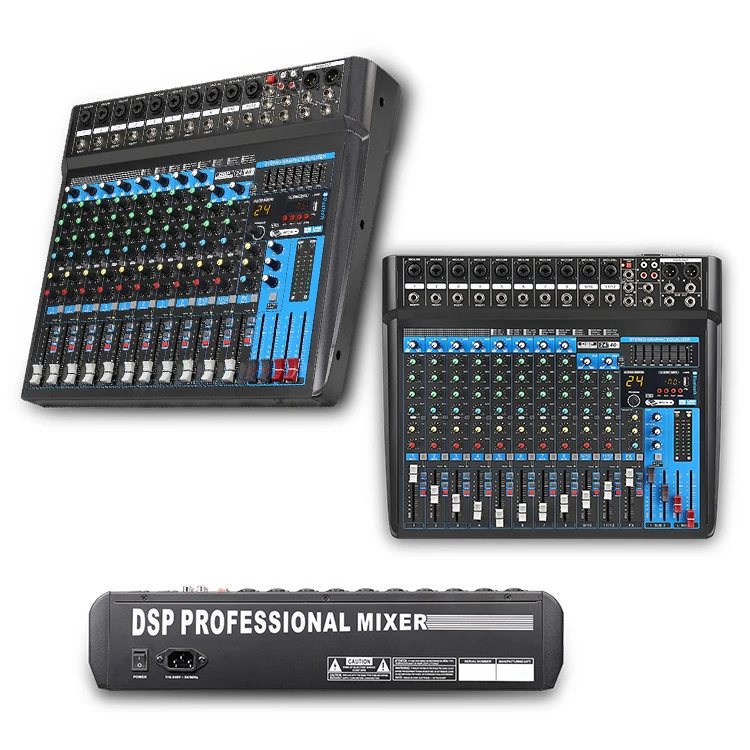 Low Price 12 Channel Dj Audio Mixer Professional 24 DSP Effectors Digital Audio Mixer
