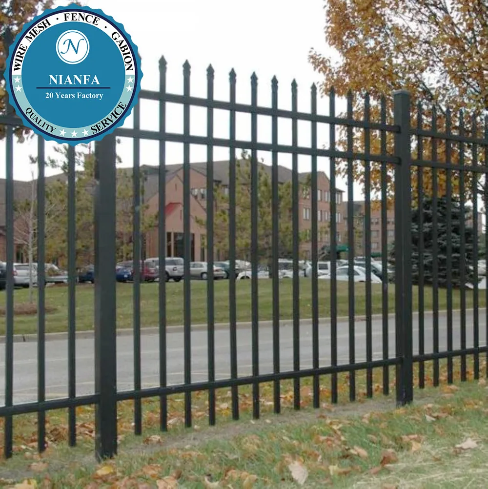 Custom Iron Pool Fence Metal Frame with Powder Coating Nature Pressure Treated Wood for Swimming Pool Fencing