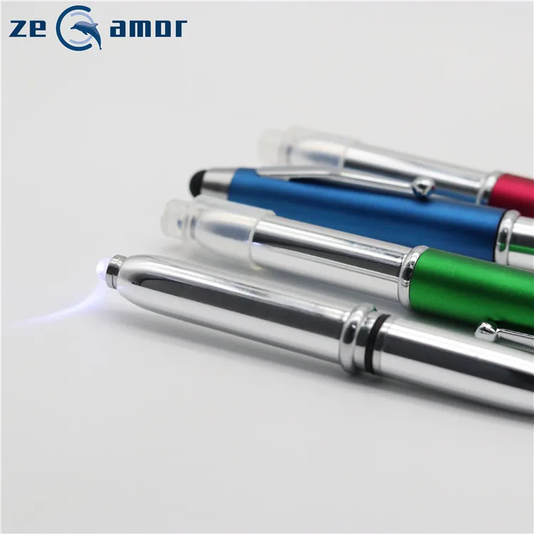 Zeamor lazer isik kalem 3 In 1 Multifunction Stylus Custom Logo torch metal flashlight light led pens