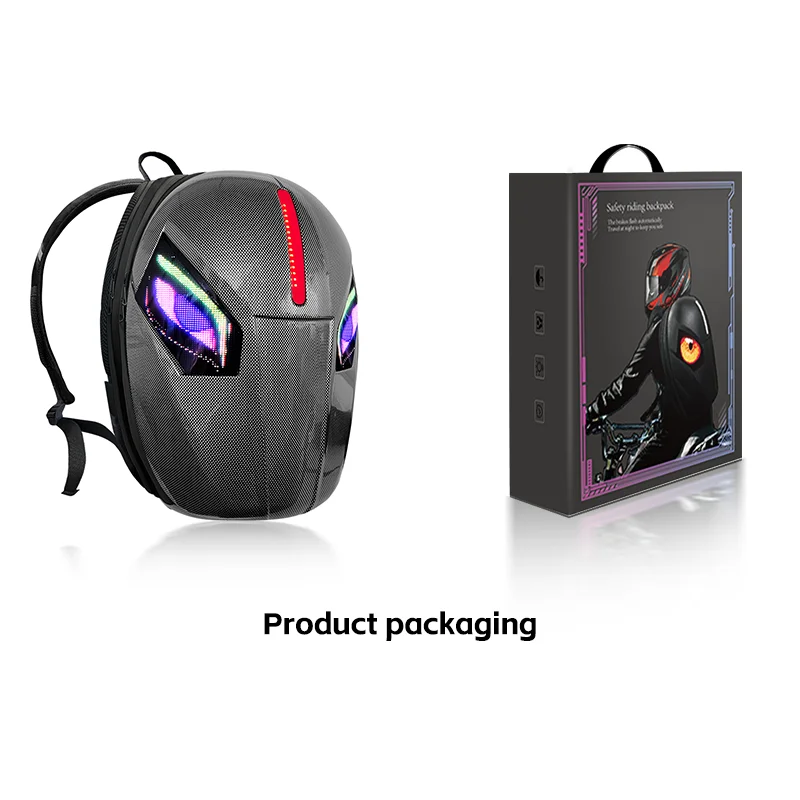 Motorcycle Backpack for Men LED Backpack with Programmable Screen Hard Shell Large Capacity Waterproof Helmet Laptop Backpack
