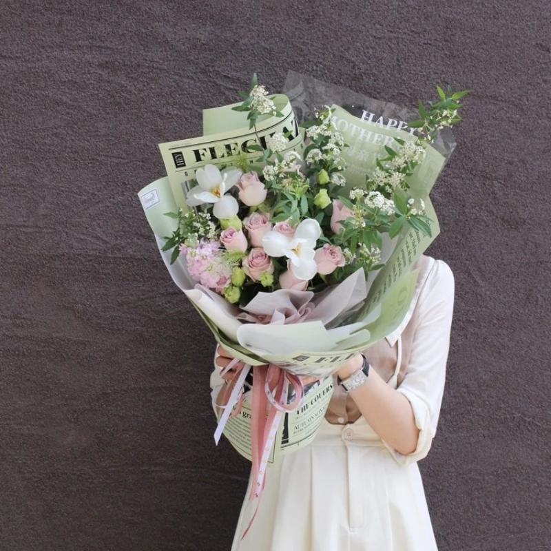 LUCIA  Waterproof English Newspaper Wrapping Paper Bouquet Wrapping Flower Paper Flower Shop Packaging Supplies