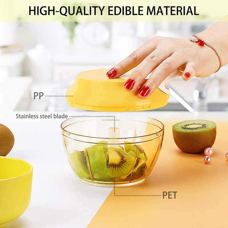 
Plastic Manual Food Processor 550ml Hand Held Mini Onion Garlic Fruit Vegetable Chopper 
