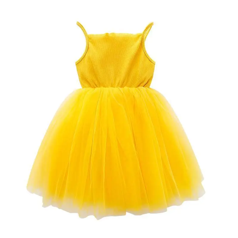 Wholesale Sleeveless Pink Chiffon Frocks Designs Soft Tulle Skirts Kids Baby Girls Princess Party Tutu Dress