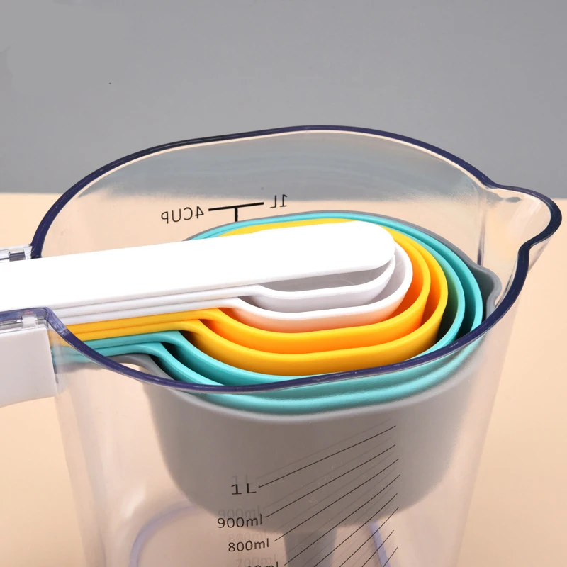 9 шт. кухонный многоцветный прибор для выпечки пищевого класса ложка-воронка пластиковая мерная ложка для жидкого порошка Набор чашек