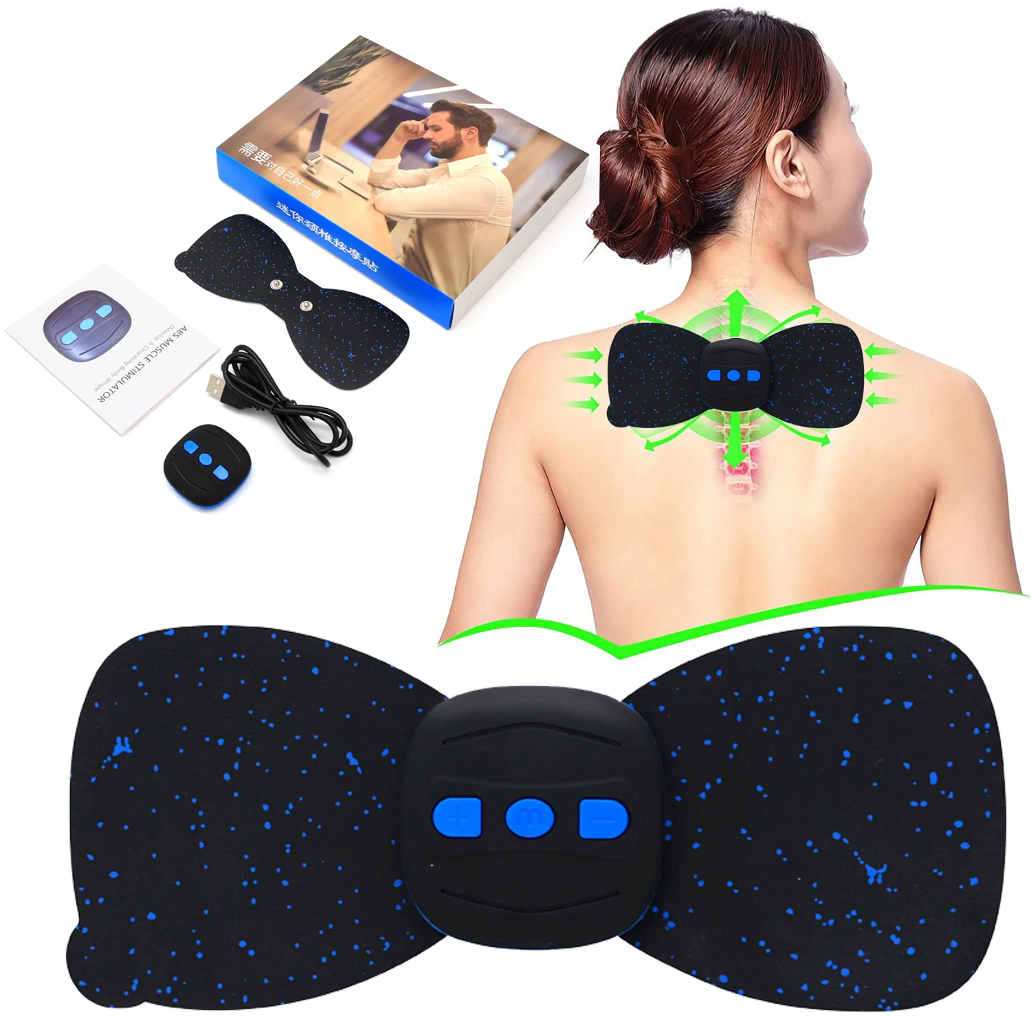 Ems 6 Modes Electric Cervical Spine Mini Massage Patch Vibration Neck Legs Waist Back Massagers