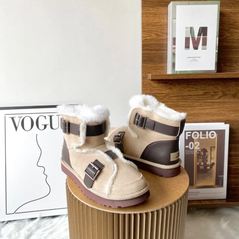 Premium Genuine Leather Fashion Snow Boots with Warm Fur Lining