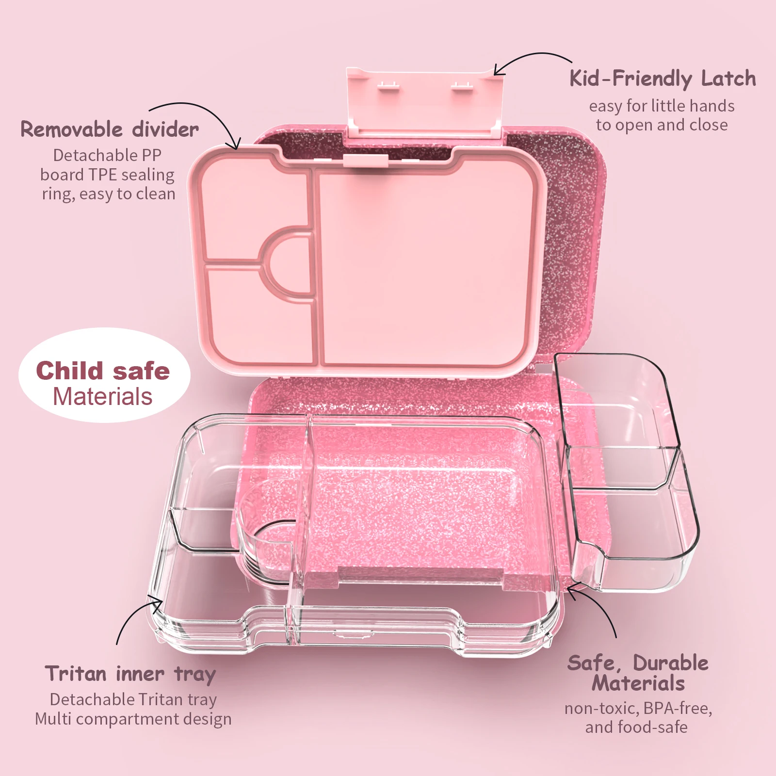 AOHEA Kids Leak-Proof Bento Lunch Box for School and Small Meals, Easy-Open Latch, Dishwasher Safe, BPA-Free, Ideal for Ages 3+