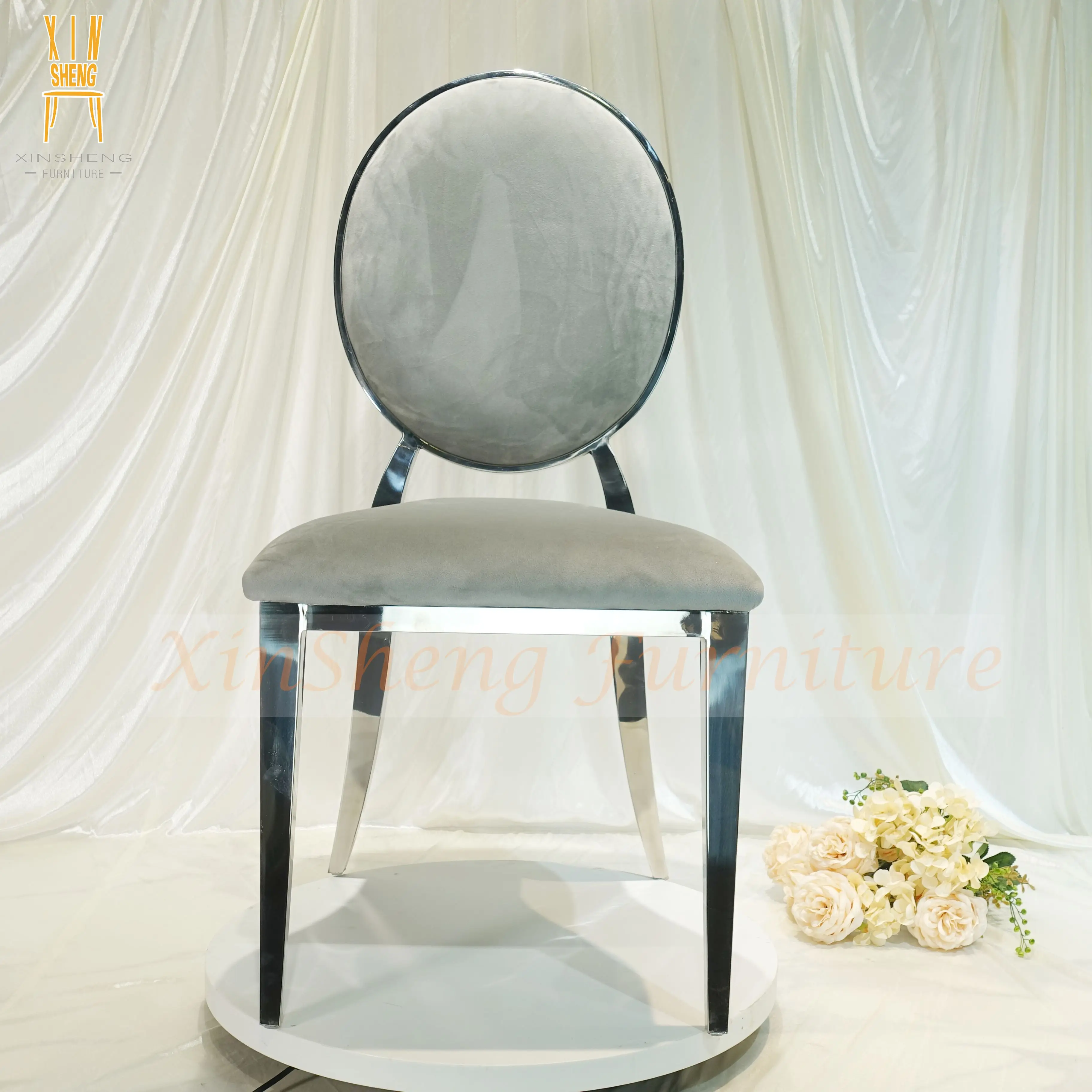 New Arrival Silver Stainless Steel Stackable Wedding Hotel Chair for Events