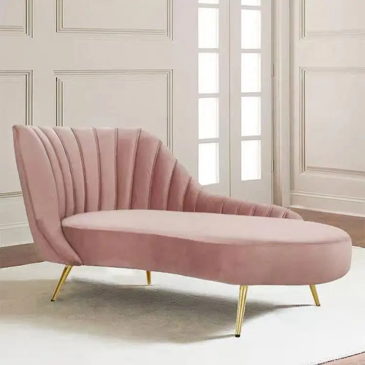 Wholesale Living Room Furniture Chaise Long Recliner Couch home luxury Velvet Pink Couches Sofa
