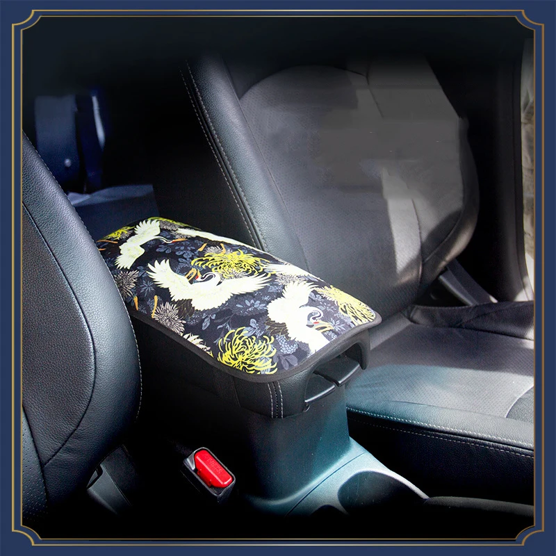 Car Center Handrail Box Cover JDM Japanese Ukiyo-e Cars Storage Carpet Protector Pad Car-styling Auto Accessories