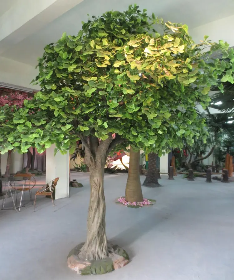 Customized high simulation fiberglass artificial ginkgo tree fake tree on sale