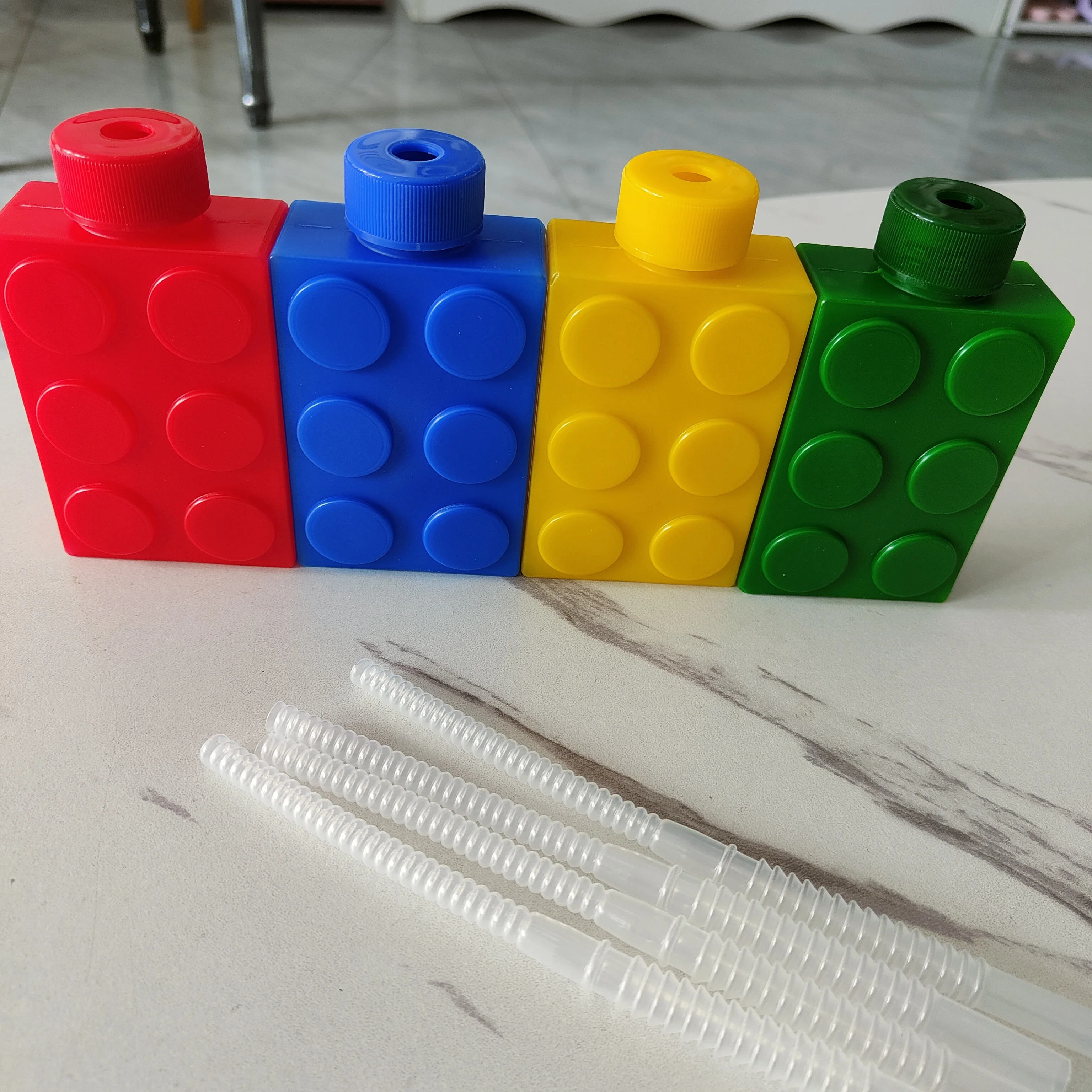 New Hot Sale Block Bottle 2024 Festive Party Straw Cup Reusable Block Cup Suitable for Birthday Party Gifts