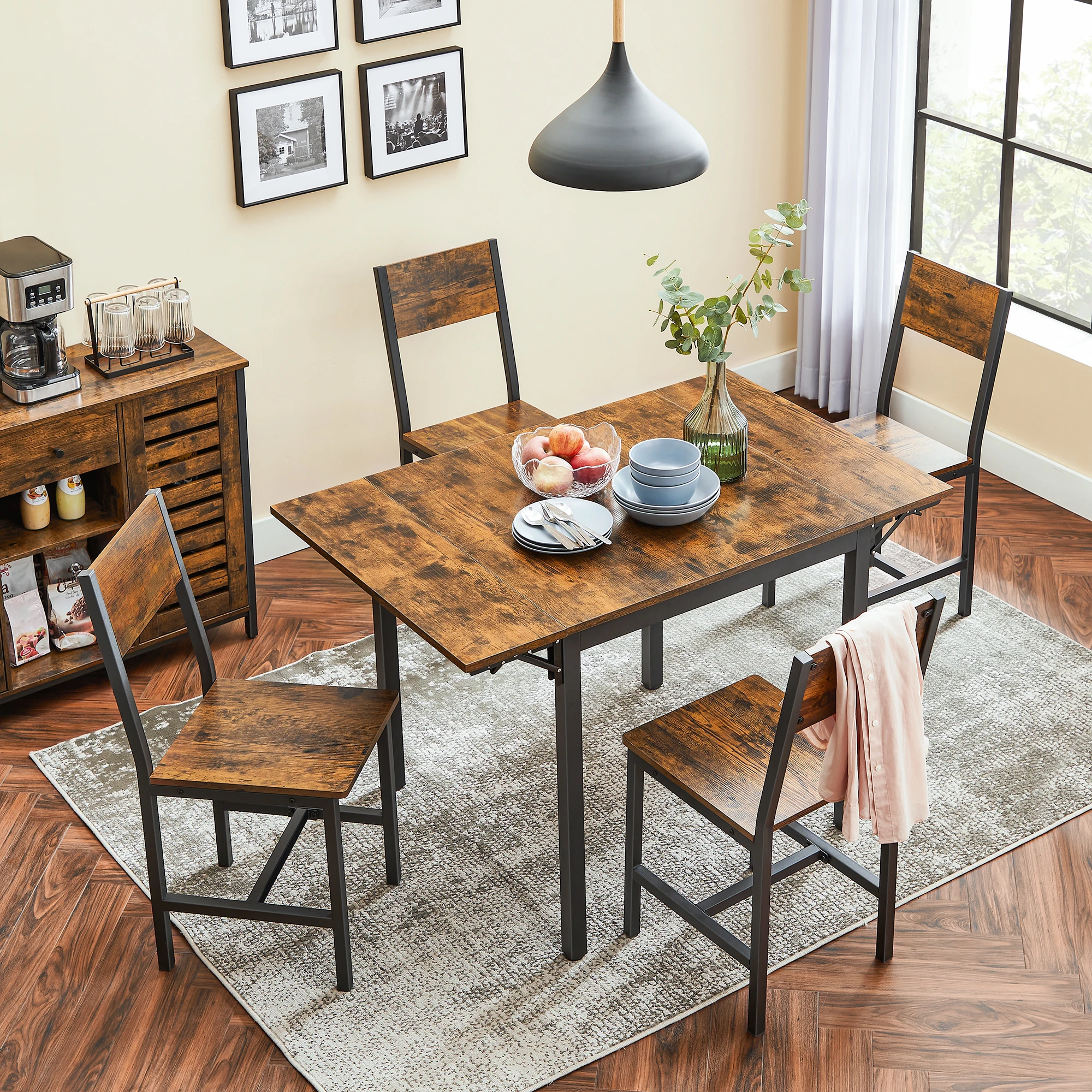 VASAGLE KDT106B01 Industrial Design Tall vintage Brown dining table