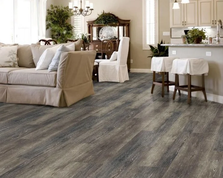 Cheap price lvt 4mm 5mm click lock black green recycled for supermarket PVC vinyl spc hybrid flooring
