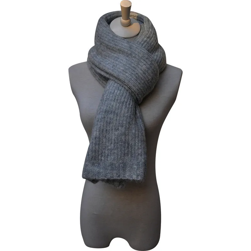 BLUE PHOENIX sweater knitted shawl scarf 45% acrylic 27% polyester 10% wool 7% alpaca 3% spandex chunky stripe heather gray