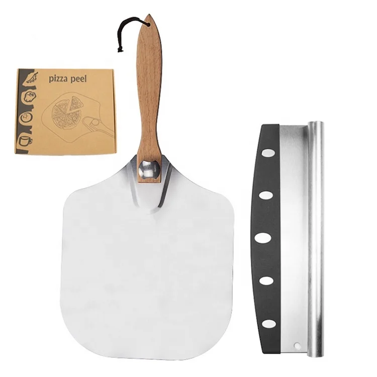 Foldable Aluminum Metal Pizza Paddle And Cutter Rocker Sets 2pcs SW-BA90