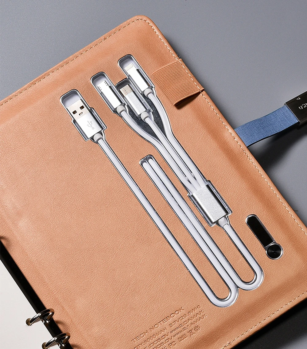 2022 New Multifunctional Charging Notebook Set Mobile Power Wireless Charging Notepad Set with Pen Customized A5 Leather 8000mah