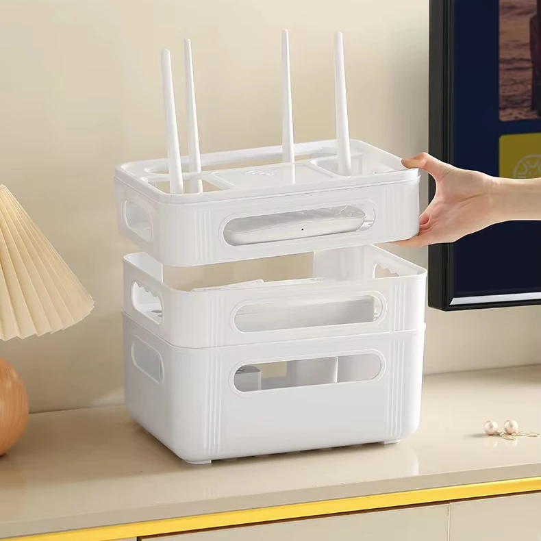 Wifi router storage box TV set-top box hidden shelf socket wire organization