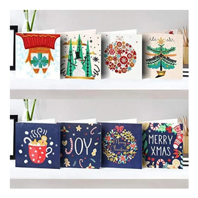 R-HKXL016  Handmade Postcards Diamond Embroidery Cross Stitch Thank You Cards Xmas Gifts DIY Diamond Painting Greeting Cards