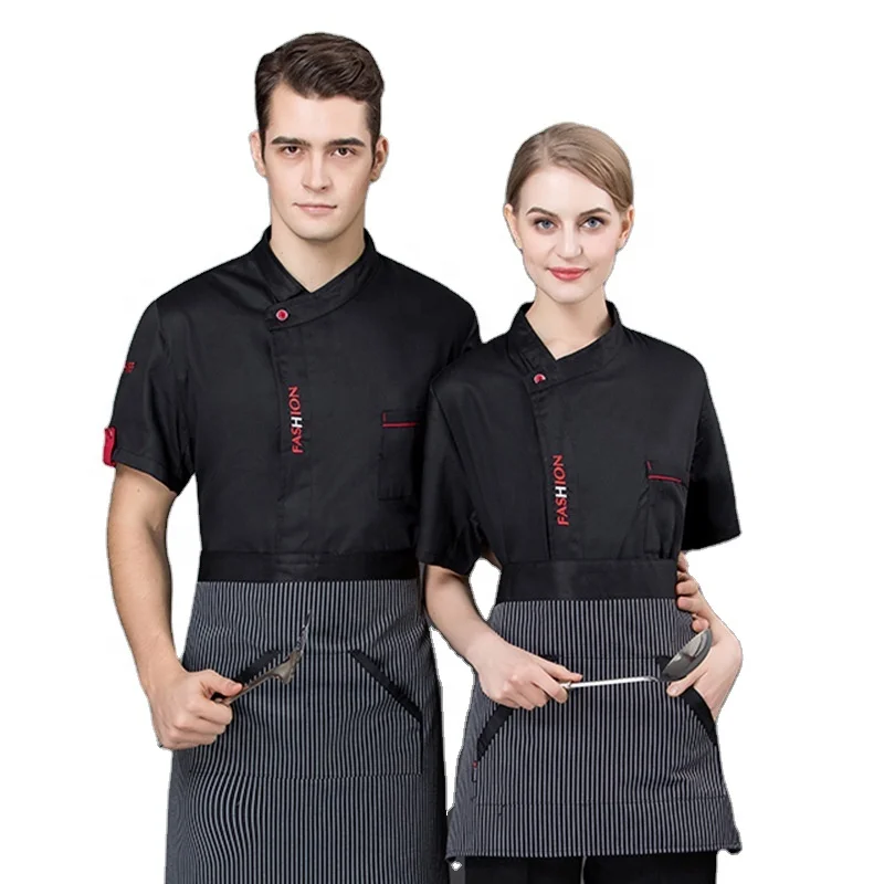 Fashion Women Men Cotton Chef Jackets Short Sleeves Cooking Uniform Coats Restaurant Chefs Jacket