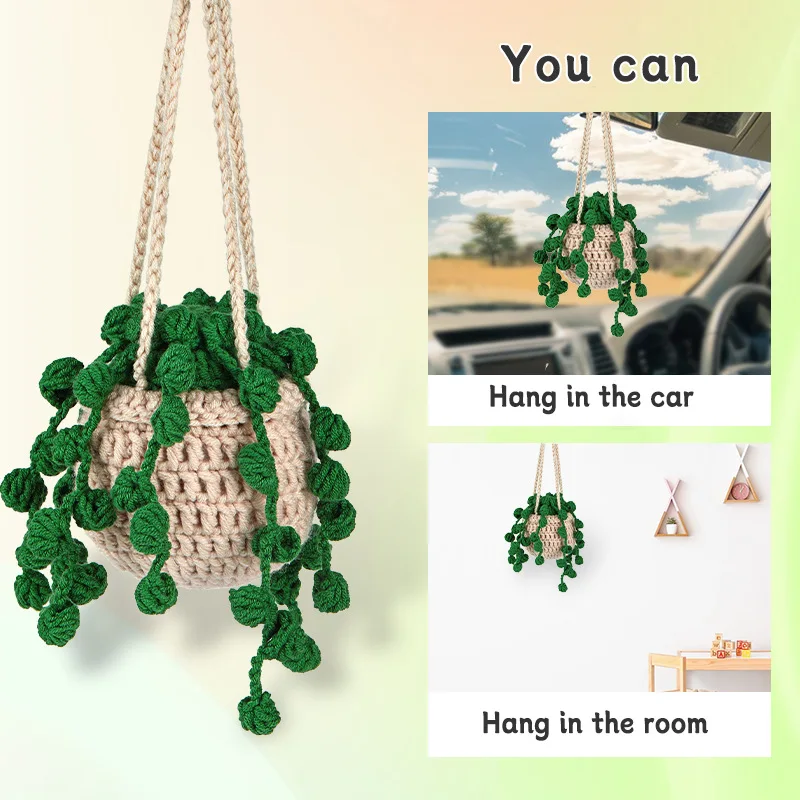 Large Mung Bean Hanging Basket Amigurumi Craft DIY Knitting Supplies Crochet Starter Kits