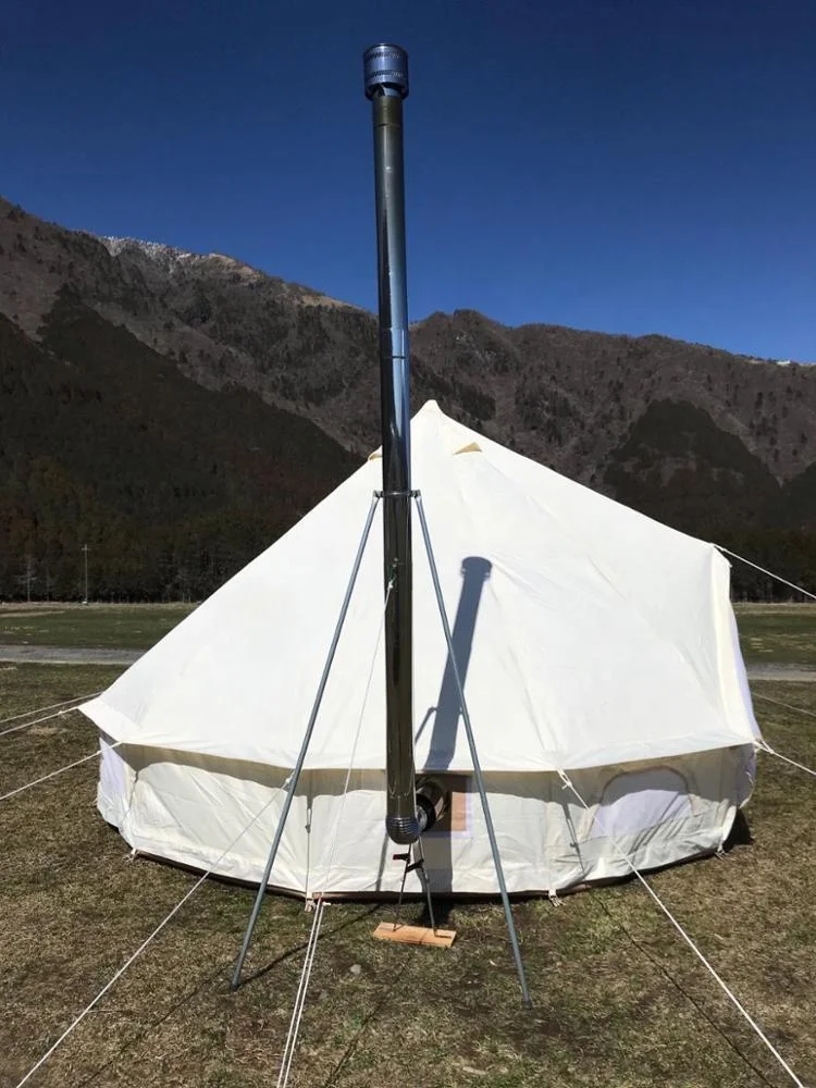 DANCHEL OUTDOOR Flame retardant Oxford fabric camping bell tent with double stove jacket, 10cm diameter hole