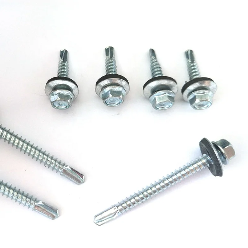 
EPDM washer zinc plated din 7504 hex head patta self drilling roofing screws 