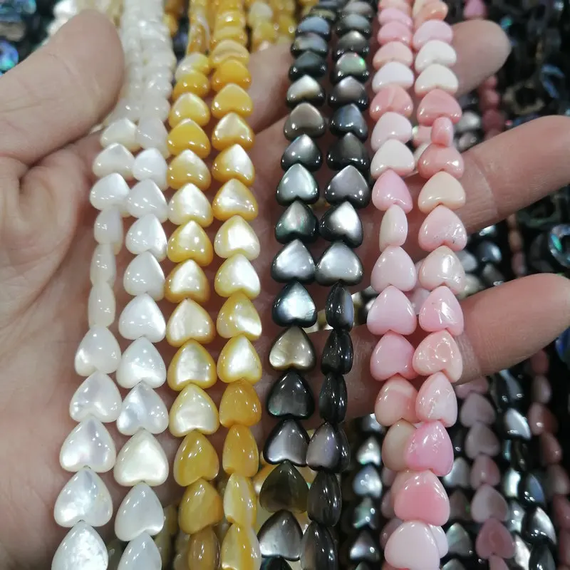 Natural sea shell mop 8mm loose cabochon mother of pearl heart charm bead for DIY jewelry