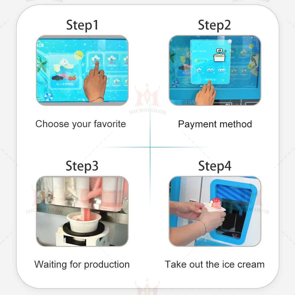 Automatic Ice Cream Robot Kiosk Popular Automat Soft Ice Cream Smart Vending Machine