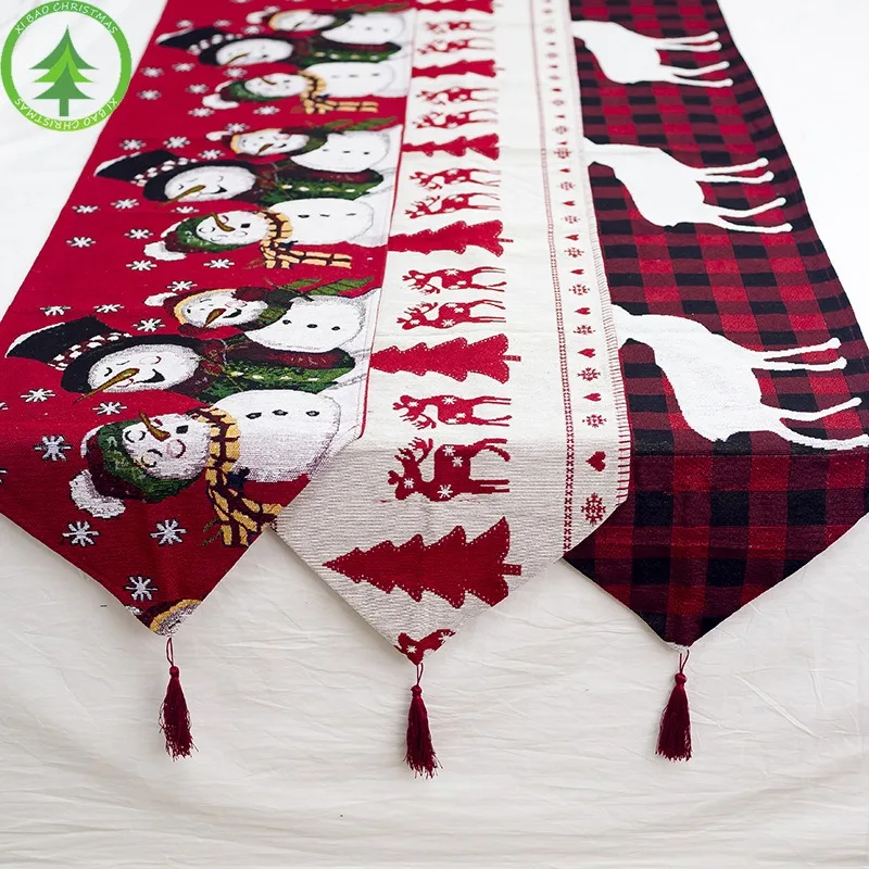 Christmas Decoration Embroidery Runner Creative Christmas Coffee Table Decoration Table Cloth Table Flag