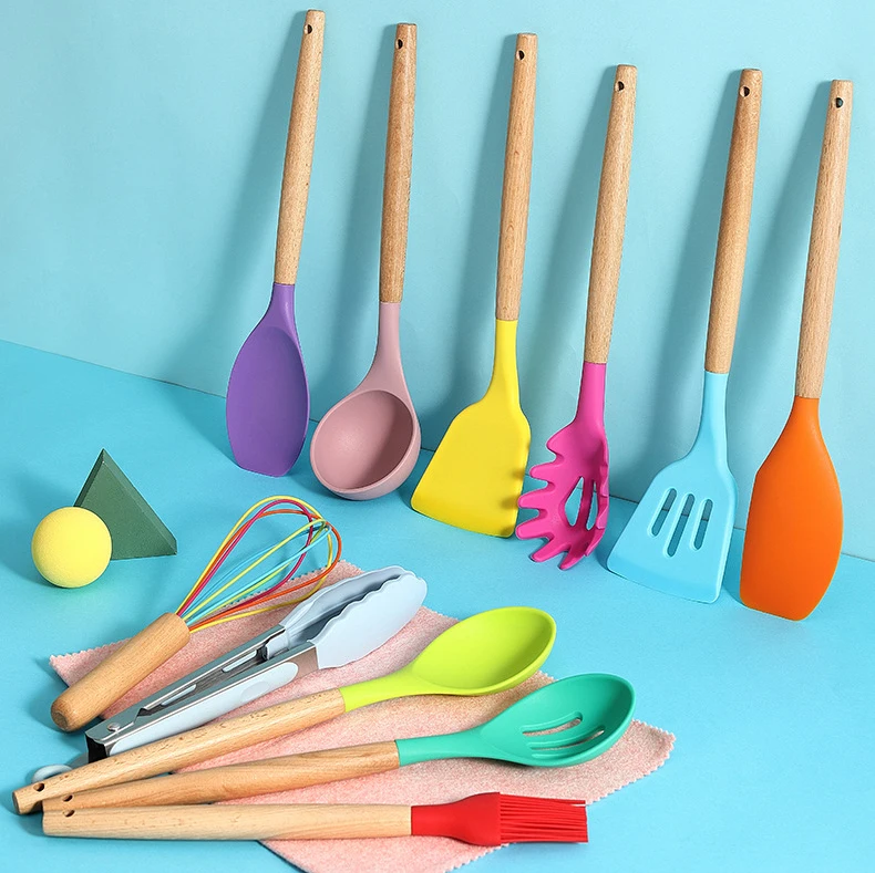Custom Kitchen Utensils And Appliances Colorful Cooking Tools 12PCS Silicone Kitchen Utensil Set
