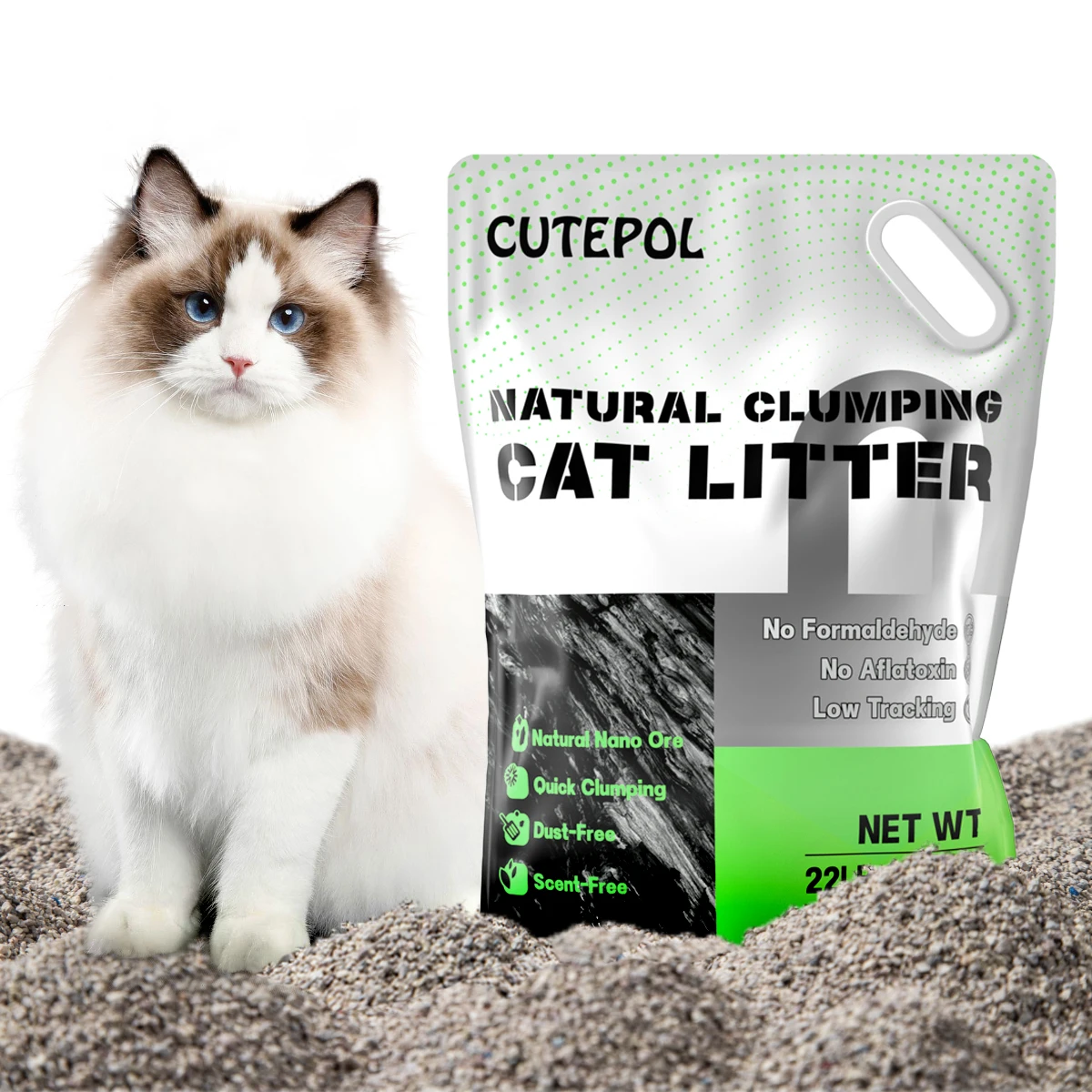 OEM & ODM Manufacturers 100% Natural Ecological Carbon 5L Sodium Cat Litter Flushable Small Grain Bentonite Cat Litter