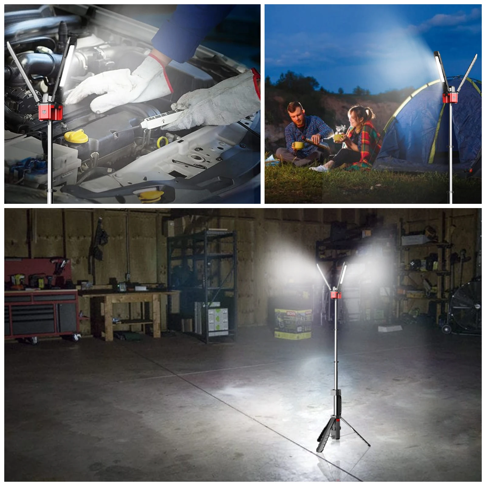 Vertak IP65 Rechargeable Portable Foldable Adjustable Floodlights Tripod Flood Led Outdoor Work Light