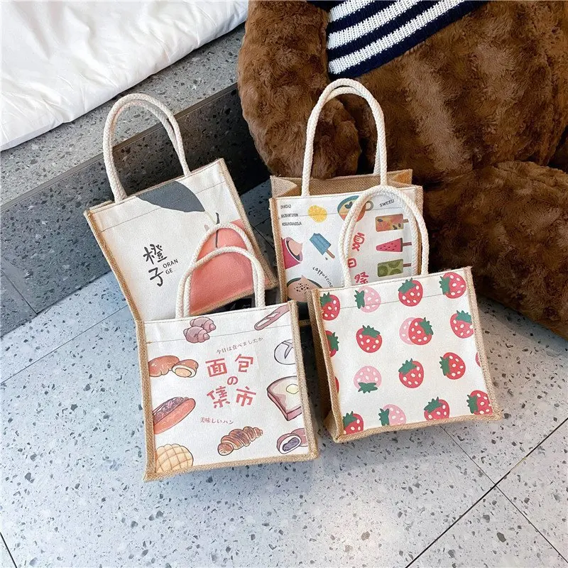 2024 kawaii wholesale cute shopping handbag bags student girl cartoon small bag fruit print casual shoulder bag