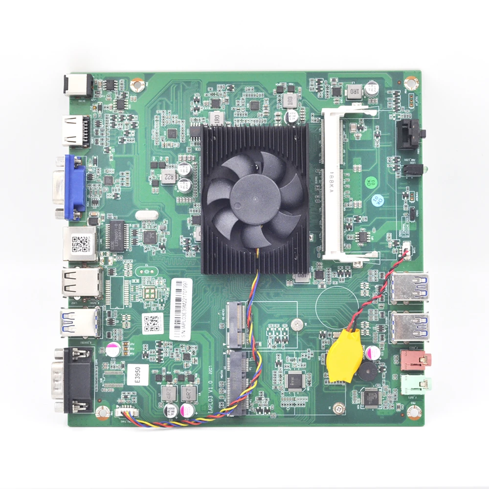 Mini Itx Motherboard Small Board 17*17cm Atom E3950 Quad Core Processor X86 RS232 RJ45 Mini Motherboard with Fan