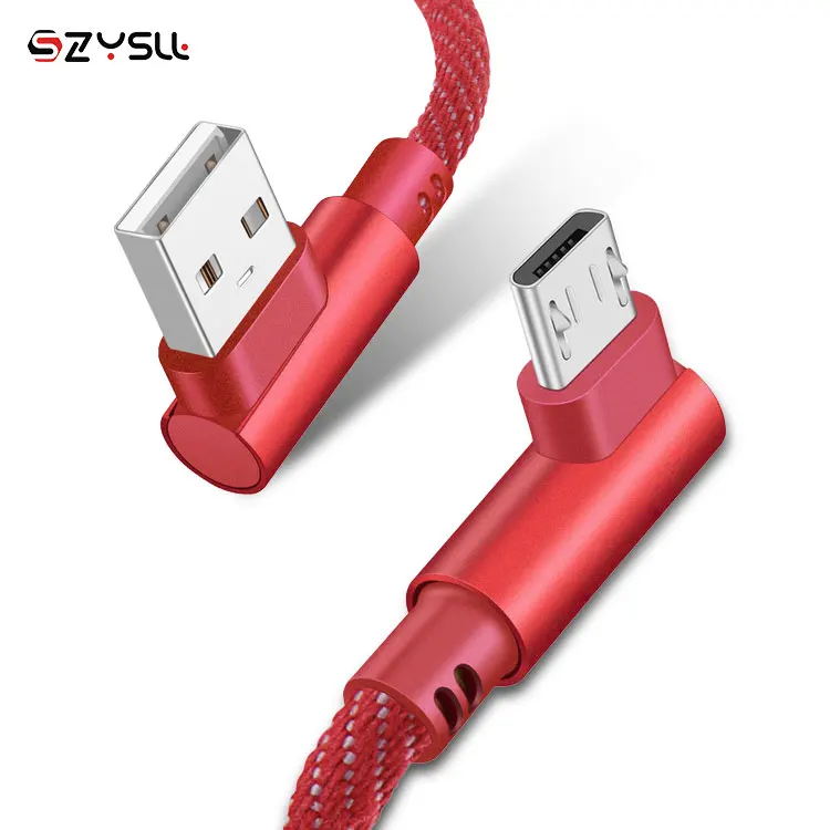 
Fast Charging Aluminum Braided right Angle Type c Micro 90 degree USB C Cable for Game 
