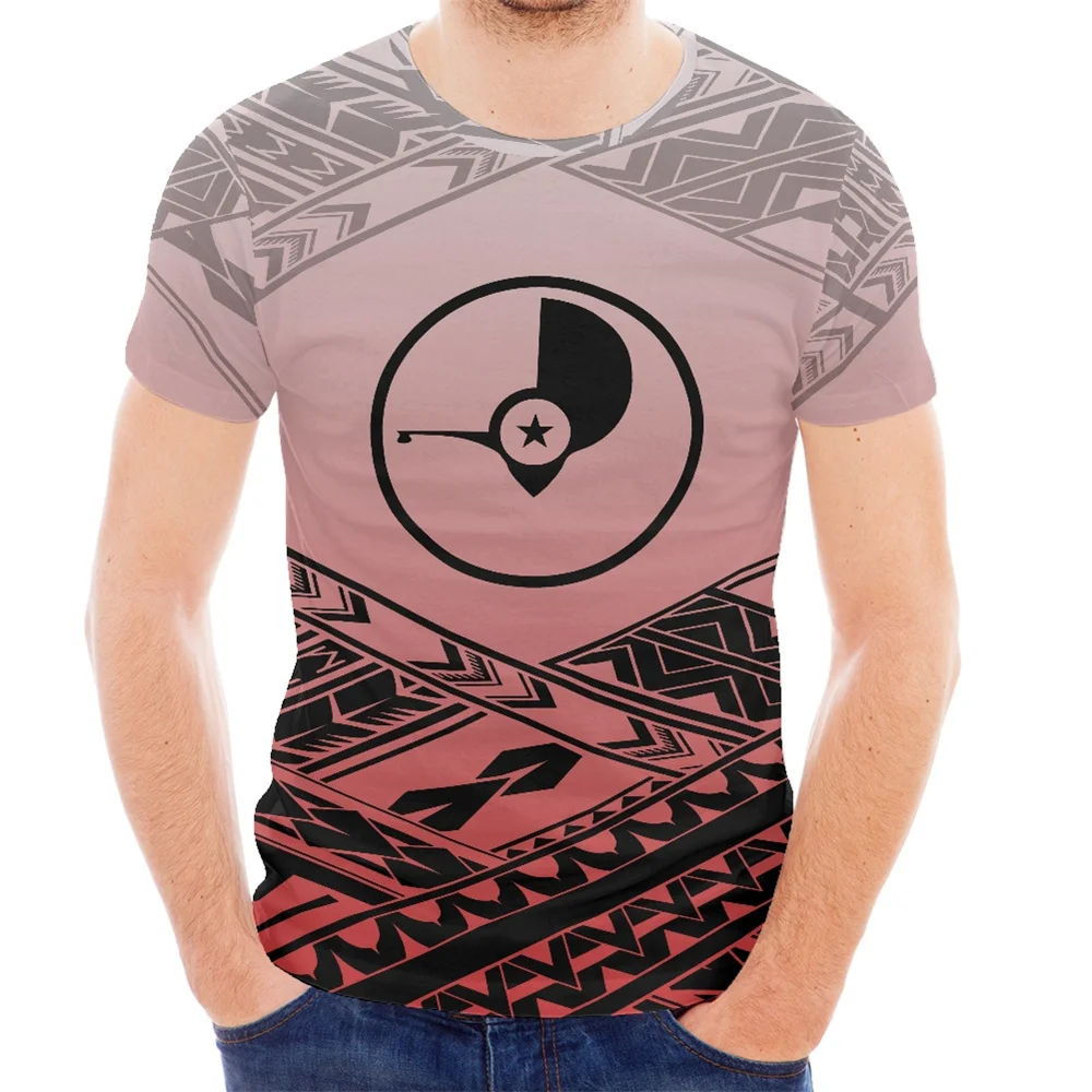 Custom T-shirt Polynesian Tribal Samoa Yap Islands Floral Printed T-shirt all over print Short Sleeve Summer Men T Shirt