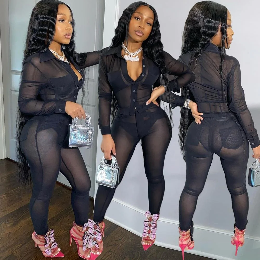 
New Arrival Women Tracksuits Jogger Pant Sets 2020 Women Two Piece Set Summer Mesh Clothing Outfits 2 Piece Pant Sets 