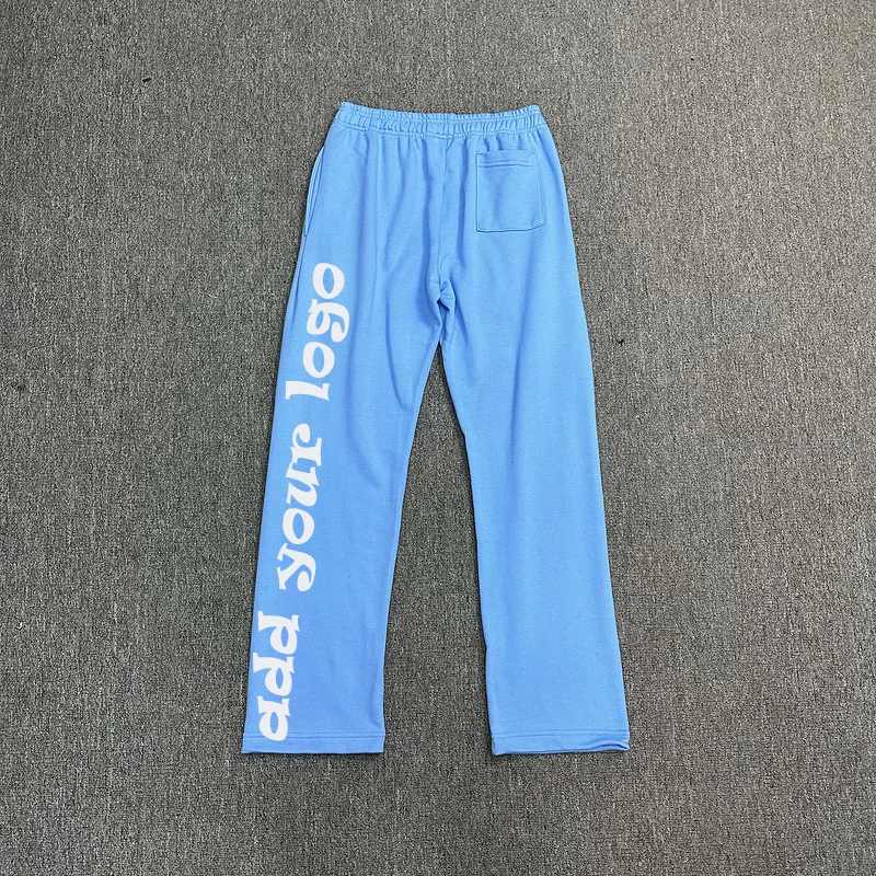 Wholesale Cotton Elastic Waist Embroidery Sweatpants Custom Oversized Pants French Terry Print Solid Color Flare Sweatpants Men