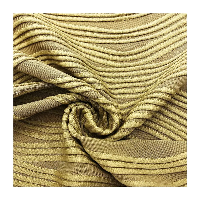New Design Good Stretch Wave Stripe Jacquard Fabric 95%polyester 5%spandex Piece Dyed 3D Knitting Fabric for Garments