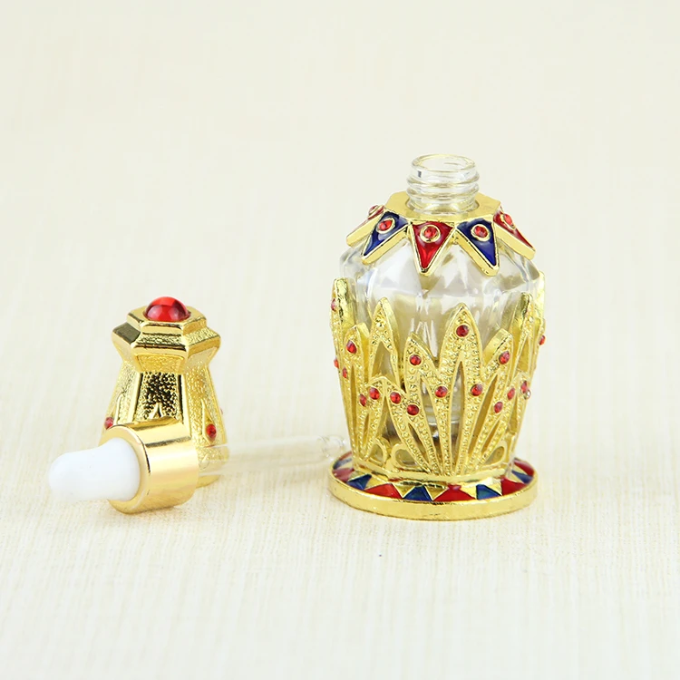 custom design crown shaped gold Arab attar bottle essential oil bottle