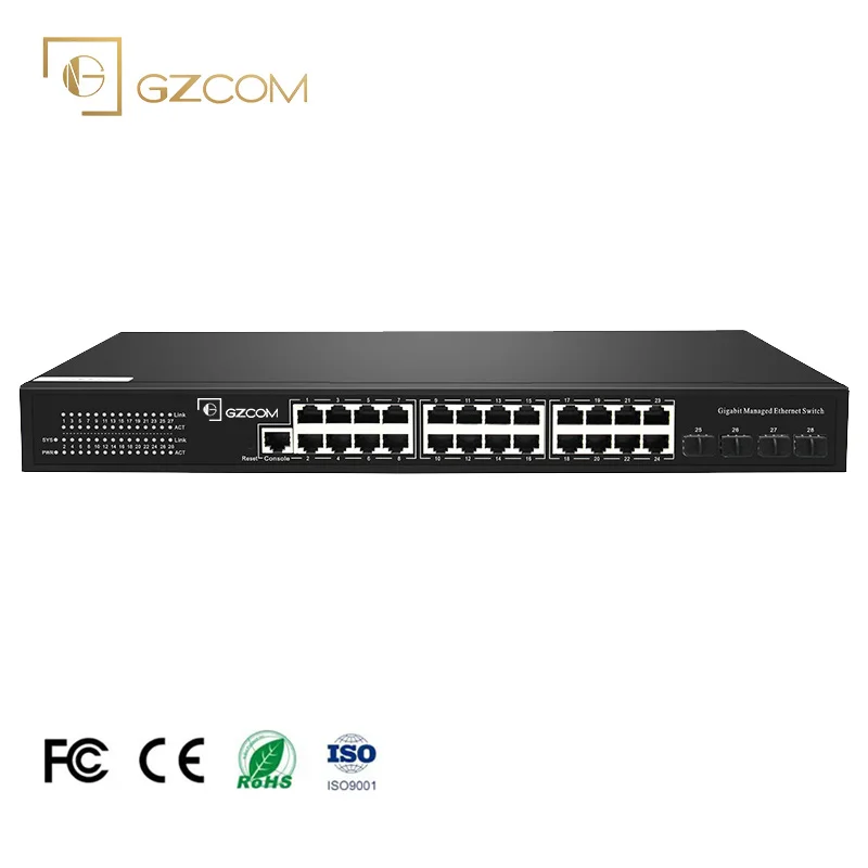 Professional manufacturer Gigabit Managed 24 Port Network Switch L2 with 4 Gigabit SFP Port